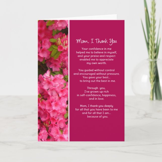Mom, I Thank You... You Card (Front)