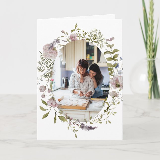 Mom I'd Choose You As A Friend | Floral Photo   Holiday Card (Front)