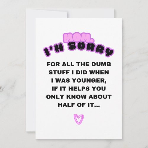 Mom Im Sorry  Personalized Mothers Day Holiday Card