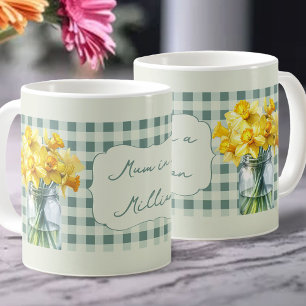 Mom in a Million Green Daffodils in a Jar Coffee Mug