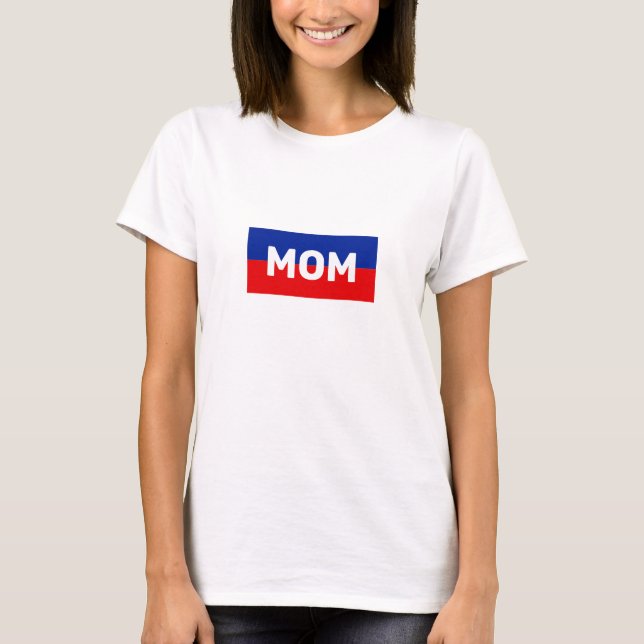 Mom in Blue & Red Stripes  T-Shirt (Front)