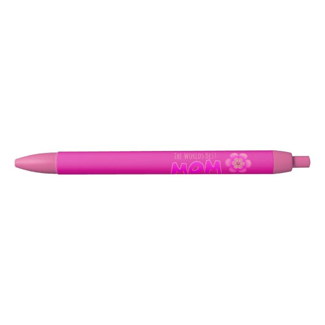 "MOM" In Bright Pink Cute Novelty Text - Pen (Front)