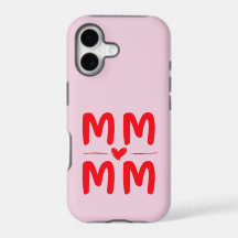 Mom Initials Heart Pink Minimalist Design