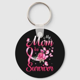 Mom Is A Survivor Breast Cancer Awareness Keychain