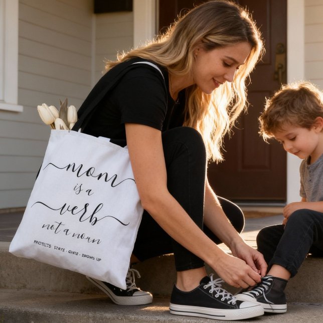 Mom Is a Verb Mother Quote Keepsake Tote Bag (Creator Uploaded)