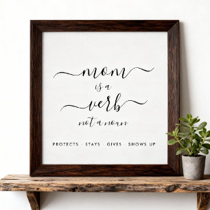 Mom Is a Verb Not a Noun Mother Keepsake Poster