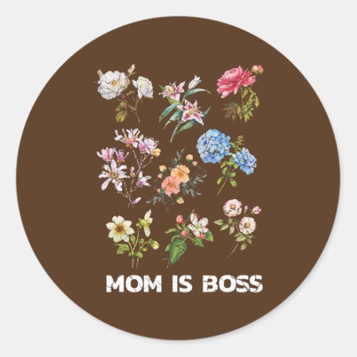 Mom is Boss Botanical  Classic Round Sticker