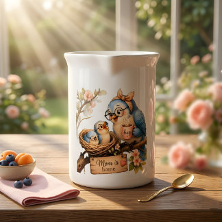 Mom Is Home Bird Porcelain Pitcher Gift for Mom