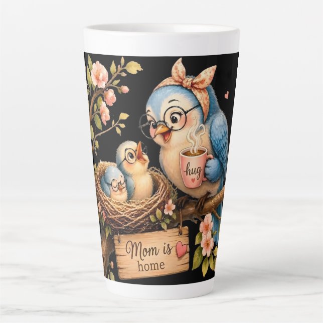 Mom Is Home Black Latte Mug Gift (Front)
