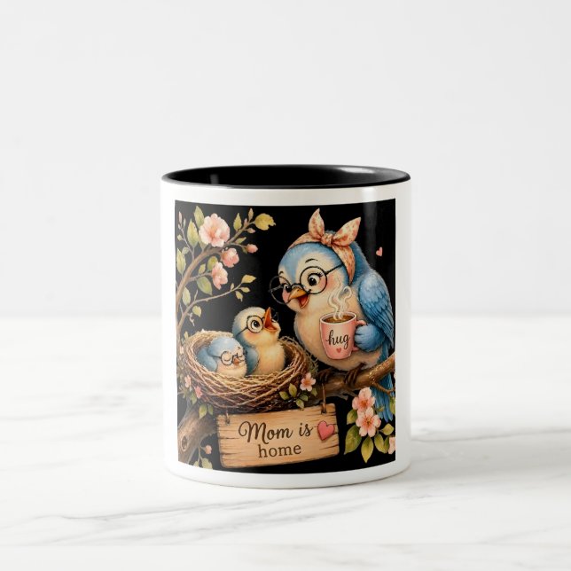 Mom Is Home Black Mug Bird Gift (Center)