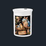 Mom Is Home Black Pitcher Bird Gift<br><div class="desc">Cozy bird family pitcher on black background. Perfect for serving drinks at home with a warm,  relaxed vibe.</div>