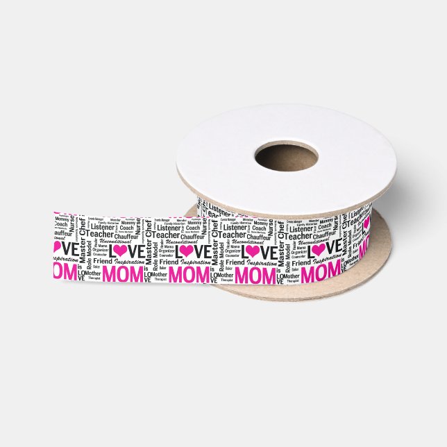 Mom is Love - Mother's Day or Mom's Birthday Satin Ribbon (Spool)
