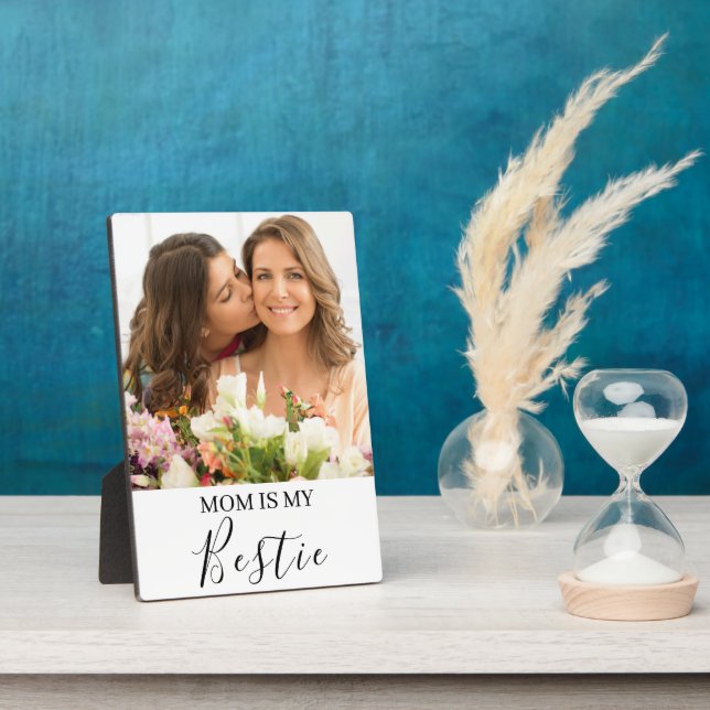 Mom Is My Bestie Personalized Names Photo Plaque (Side)