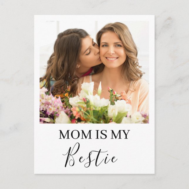 Mom Is My Bestie Personalized Names Photo Postcard (Front)