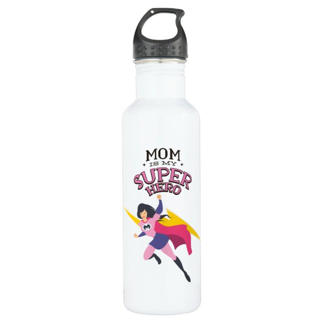 Mom is my superhero stainless steel water bottle (Front)