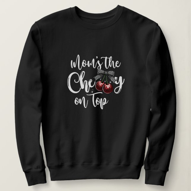 Mom is the Cherry on Top Cute Checkered Bow Cherry (Design Front)