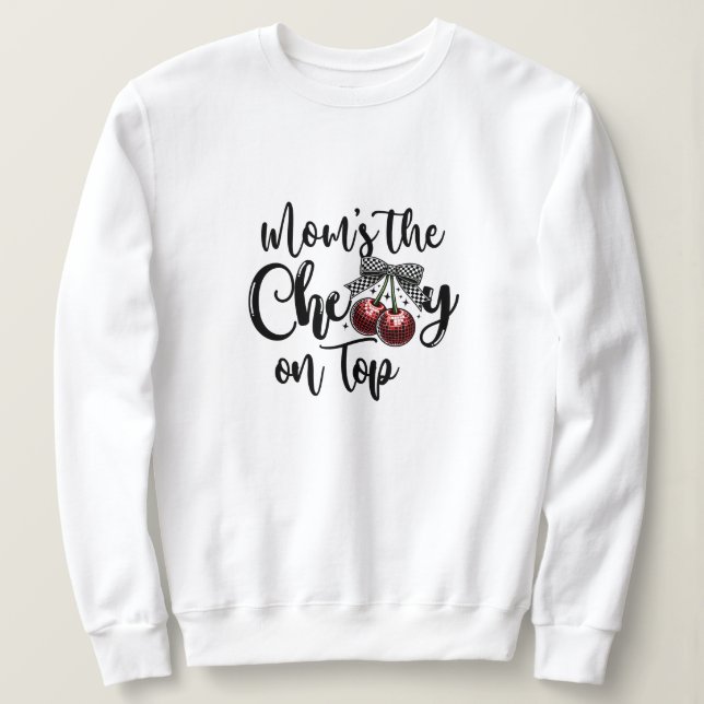 Mom is the Cherry on Top Cute Checkered Bow Cherry (Design Front)