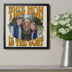 Mom is the Goat Retro Greatest of All Time Photo Peel And Stick Photo Tile