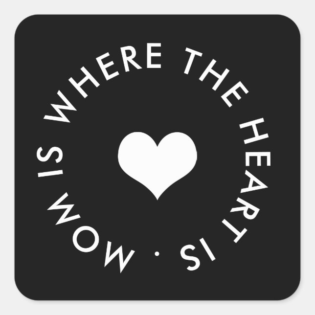 mom is where the heart is button square sticker (Front)