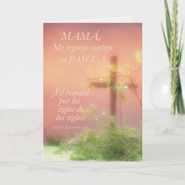 Mom, Joy of Easter, Religious with Cross Holiday Card (Front)