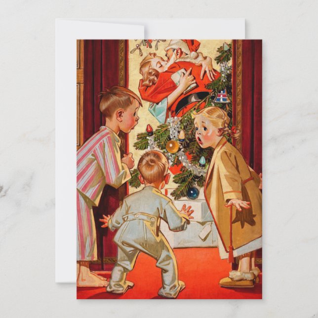 Mom Kisses Santa Claus Holiday Card (Front)