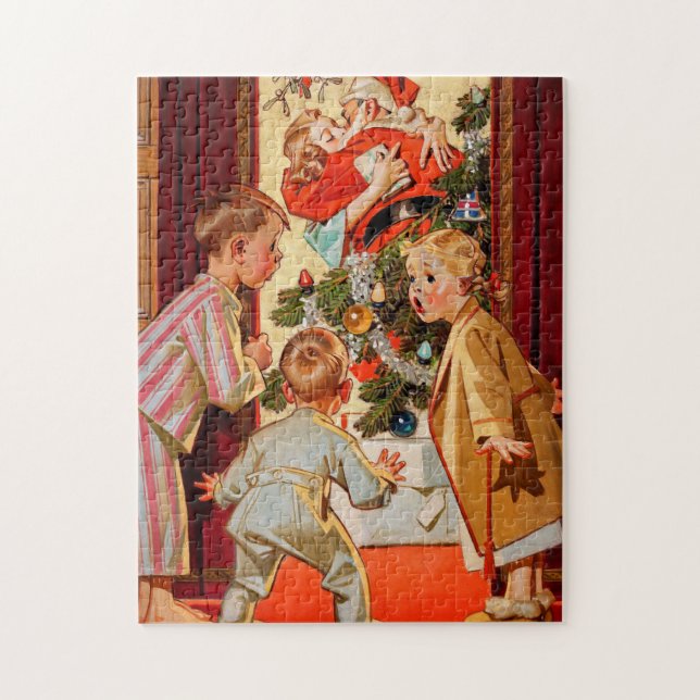 Mom Kisses Santa Claus Jigsaw Puzzle (Vertical)