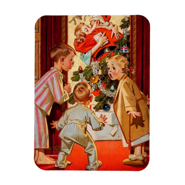 Mom Kisses Santa Claus Magnet (Vertical)