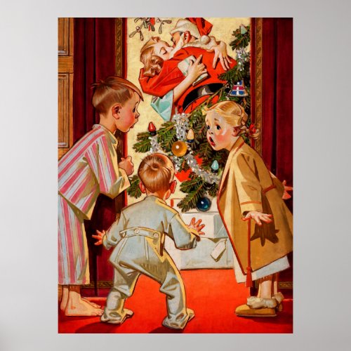 Mom Kisses Santa Claus Poster