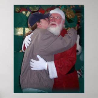 mom kissing santa poster