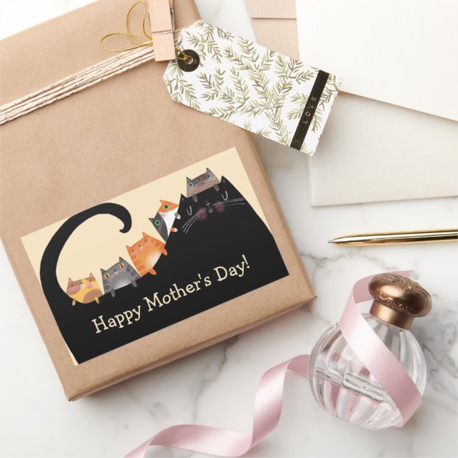 Mom & Kittens Rectangular Sticker (Gifting)