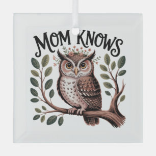 Mom Knows Glass Ornament