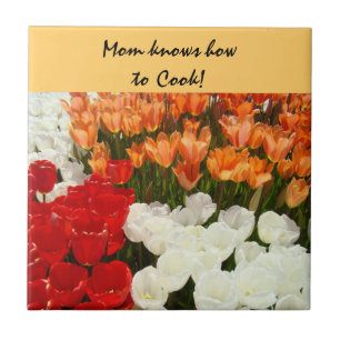 Mom knows how to Cook! hotplate art tiles Tulips