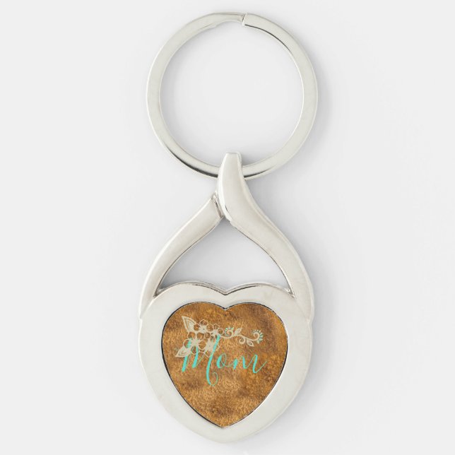 Mom Leather Ayasha Flower Keychain (Front)