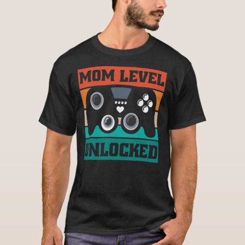 Mom Level Unlocked New Baby Retro Funny Game T_Shirt