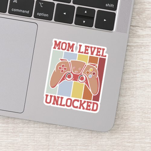 Mom Level Unlocked Vintage Video Gamer New Mom   Sticker