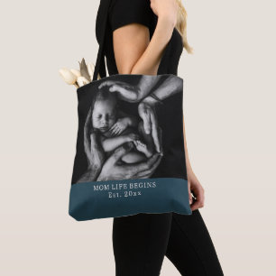 'Mom Life Begins' Baby Shower, Birthday, Mother's  Tote Bag
