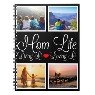 Mom Life Black Personalized Photo Notebook