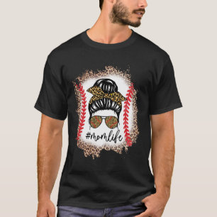 Mom Life Bysebyll Mom Messy Bun Leopard Bysebyll M T-Shirt