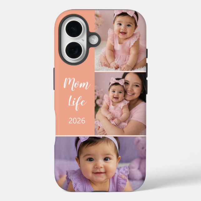Mom Life Custom 3 Photo  Case-Mate iPhone Case (Back)