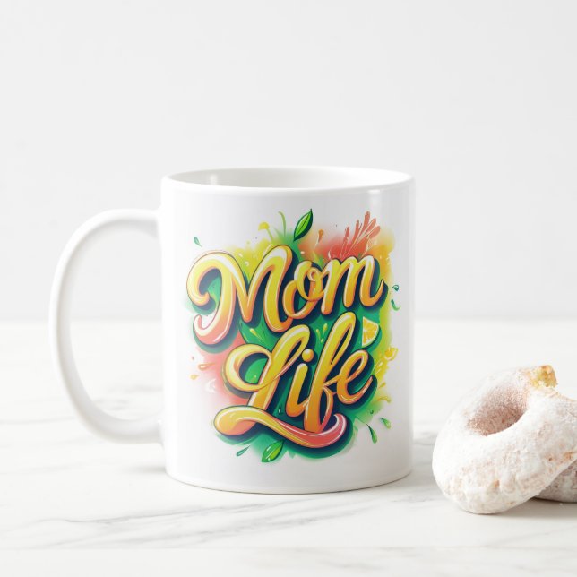 Mom Life Custom Name Mug – Lemonade Inspired Desig (With Donut)