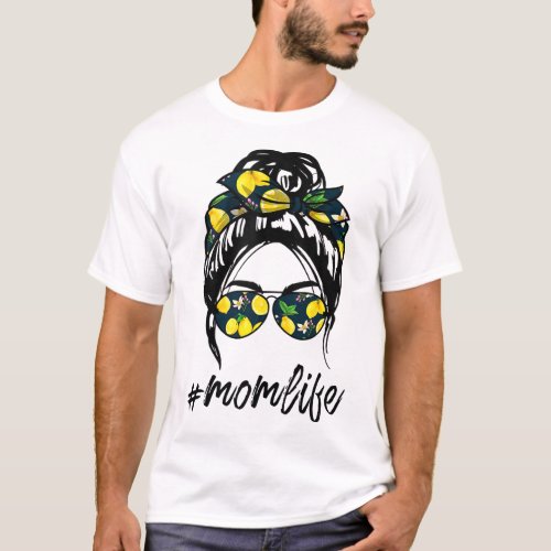 Mom Life for women yellow lemon Sunglasses  Banda T_Shirt