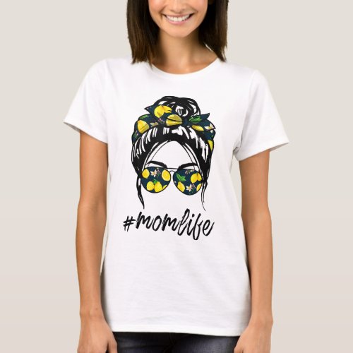 Mom Life for women yellow lemon Sunglasses  Banda T_Shirt