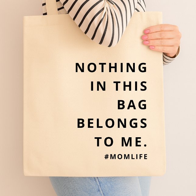 Mom Life | Fun Slogan Modern Minimalist Motherhood Tote Bag (Creator Uploaded)
