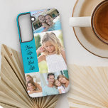 Mom Life is the Best Life 4 Photo Turquoise Samsung Galaxy S22  Case<br><div class="desc">Custom photo phone case with photo collage using 4 of your favorite photos. The mom quote reads "mom life is the best life" which you can edit if you wish. The template was designed to fit the Samsung Galaxy S22 Plus case - if you choose a different size case be...</div>