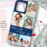 Mom Life is the Best Life 5 Photo Collage Blue iPhone 13 Pro Max Case<br><div class="desc">Custom 5 photo iphone case lettered with Mom Life is the Best Life (editable for Mum, Mama, Momma, Mommy etc). The design features a personalized, wrap around, photo collage with 5 of your favorite pictures, which are displayed as 1 vertical portrait and 4 square instagram. The design has a blue...</div>