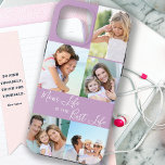 Mom Life is the Best Life 5 Photo Collage Lilac iPhone 13 Pro Max Case<br><div class="desc">Custom 5 photo iphone case lettered with Mom Life is the Best Life (editable for Mum, Mama, Momma, Mommy etc). The design features a personalized, wrap around, photo collage with 5 of your favorite pictures, which are displayed as 1 vertical portrait and 4 square instagram. The design has a lilac...</div>