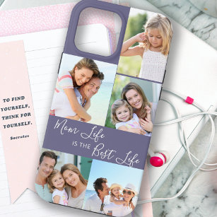 Mom Life is the Best Life 5 Photo Collage Purple iPhone 13 Pro Max Case