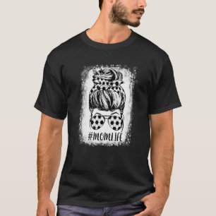 Mom Life Messy Bun Soccer Mom Bandana Mothers Day  T-Shirt