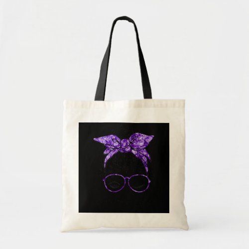 Mom Life Messy Bun Wink Eye Purple Headband Tote Bag