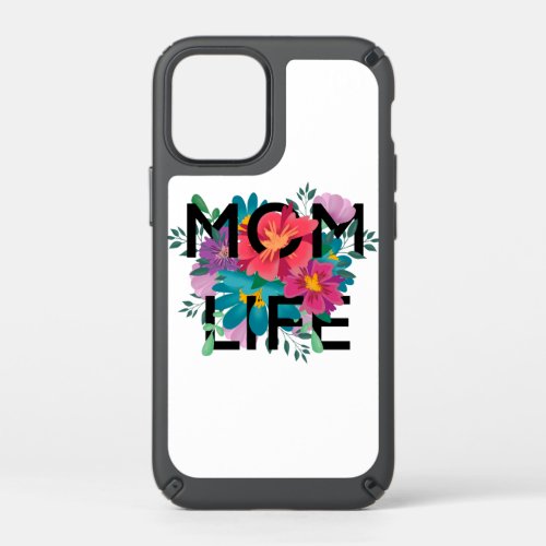Mom life quote in dark typography and cute florals speck iPhone 12 mini case